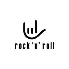rock n roll sign of the horns hand gesture outline logo design vector
