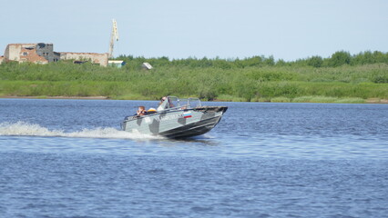 Fototapeta premium naryan-mar. Nenets Autonomous Okrug. Russia. 06.26.2021. summer navigation on the Pechora river 