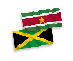 Flags of Republic of Suriname and Jamaica on a white background