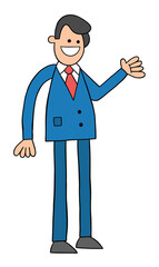 Cartoon happy businessman standing, vector illustration