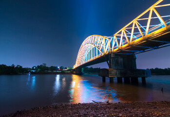 Beautiful night on the colorful bridge of Carang River Tanjung Pinang this photo was taken on the night