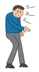 Cartoon man is very angry and shouting, vector illustration