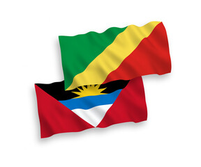 Flags of Republic of the Congo and Antigua and Barbuda on a white background