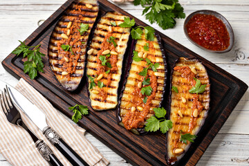 Grilled eggplant and sauce