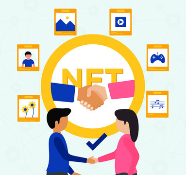 Buy NFT in market illustration