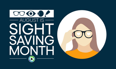 Sight Saving month is observed every year in August, The celebration aims to emphasize the importance of protecting and taking good care of the eyes. Vector illustration