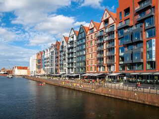  Modern architecture of the granaries island in old town of Gdansk. Poland