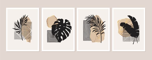 Abstract geometric minimalist wall art composition in beige, grey, white, pink, gold. Geometric shapes