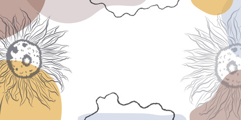 Vector background with sunflower, abstract spots and strokes. Design for banners, covers, prints.