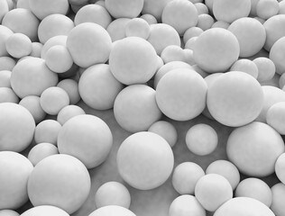 Abstract cluster of white spheres. 3d illustration