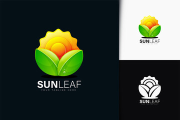 Naklejka premium Sun leaf logo design with gradient