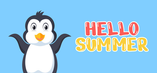 Hand draw illustration of summer greeting banner.