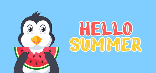 Hand draw illustration of summer greeting banner.