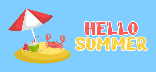 Hand draw illustration of summer greeting banner.