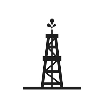 oil rig icon. oil industry, fuel technology production and oil field symbol. isolated vector image