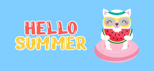 Hand draw illustration of summer greeting banner.