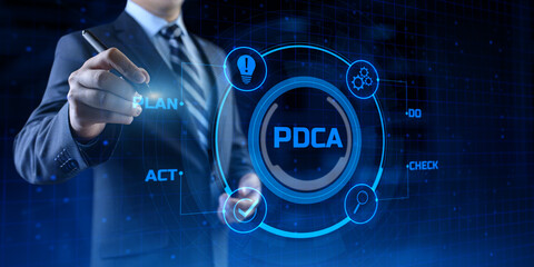 PDCA Plan Do Act Check Business technology concept.