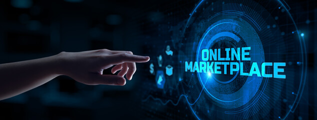 Online marketplace e-commerce internet shopping business concept.