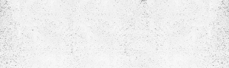 Fototapeta premium Whitewashed exposed aggregate concrete panoramic texture. Old white rough cement wall. Abstract light grey wide background