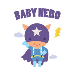 Super hero baby boy cartoon vector illustration isolated on white background