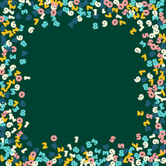 Falling pastel numbers. Math study concept with flying digits. Delicate back to school mathematics banner on blackboard background. Falling numbers vector illustration.