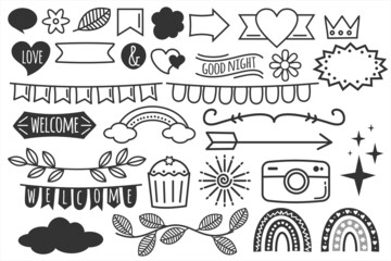 Set of hand drawn vector illustration