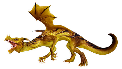 3D Rendering Fairy Tale Dragon on White