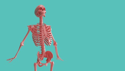 deep breathing skeleton model 3d render - obrazy, fototapety, plakaty