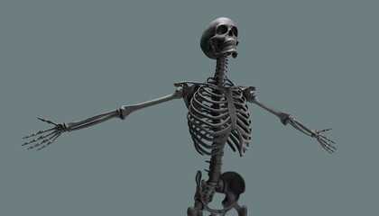 deep breathing skeleton model 3d render