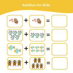 Counting game for preschool children. This worksheet is good for children to counting well. Educational printable math worksheet. Additional math games for kids. Vector illustration.