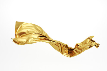 Abstract flying golden fabric. Wavy gold cloth.