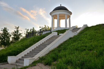 Ostrovsky's pavilion is one of symbols of Kostroma, on high embankment of Volga river, Kostroma,...