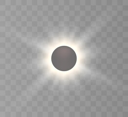 Sun, sun eclipse, partial sun eclipse. For vector illustrations.