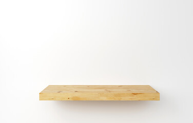 Wooden pedestal podium, shelf, square shape, product stand, 3d rendering.