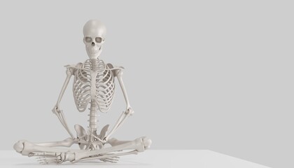 meditating skeleton model 3d render
