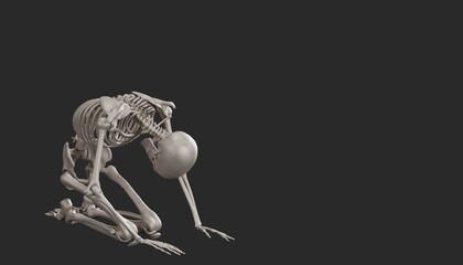 discouraged skeleton 3d render