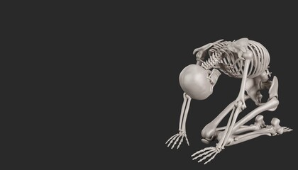 Obraz premium being discouraged skeleton 3d render