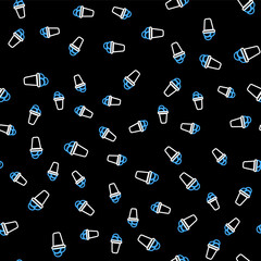 Line Ice cream icon isolated seamless pattern on black background. Sweet symbol. Vector