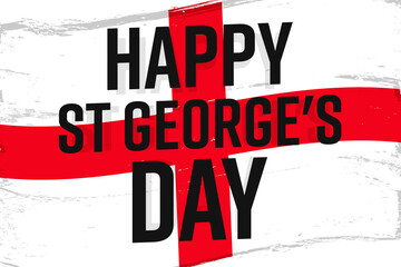 23 April, St George's Day. National England Day. England flag, poster with grunge brush.