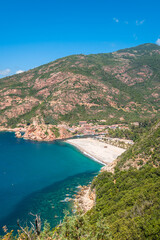Fototapeta na wymiar Porto beach on coast of Corsica
