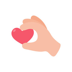 Fototapeta premium vector hands giving hearts to each other Helping the poor by donating items to charity