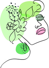 illustration of a leaf, minimalistic drawing in vector in one line