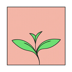 Green sprout of a plant. Ecology symbol. Vector outline color illustration