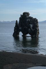 Hvitserkur Rock in Northwest Iceland in the day. Icelandic beautiful nature landscape