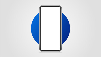 Smartphone frame less blank screen, front position. 3d realistic illustration cell phone. Smartphone front view. Template for infographics or presentation UI design interface. Phone realistic vector