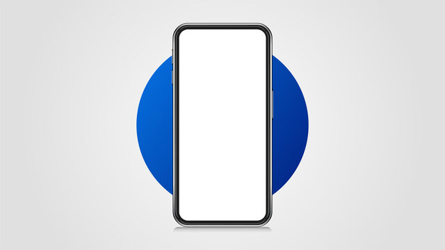 Smartphone frame less blank screen, front position. 3d realistic illustration cell phone. Smartphone front view. Template for infographics or presentation UI design interface. Phone realistic vector