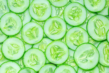 Fresh cucumber slices background,Fresh slice cucumber on white background