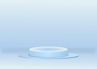 Background vector 3d blue rendering with stage product and minimal blue wall scene.