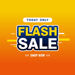 Simple Colorful Flash Sale Banner Design, Flash Sale Advertisement with Yellow and Orange Color Template Vector