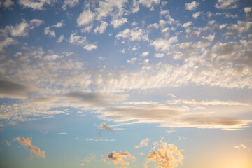 Blue sky and cirrus clouds during sunset